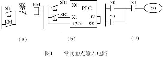 PLC技術培訓-PLC常閉觸點輸入信號處理的電路圖及PLC梯形圖